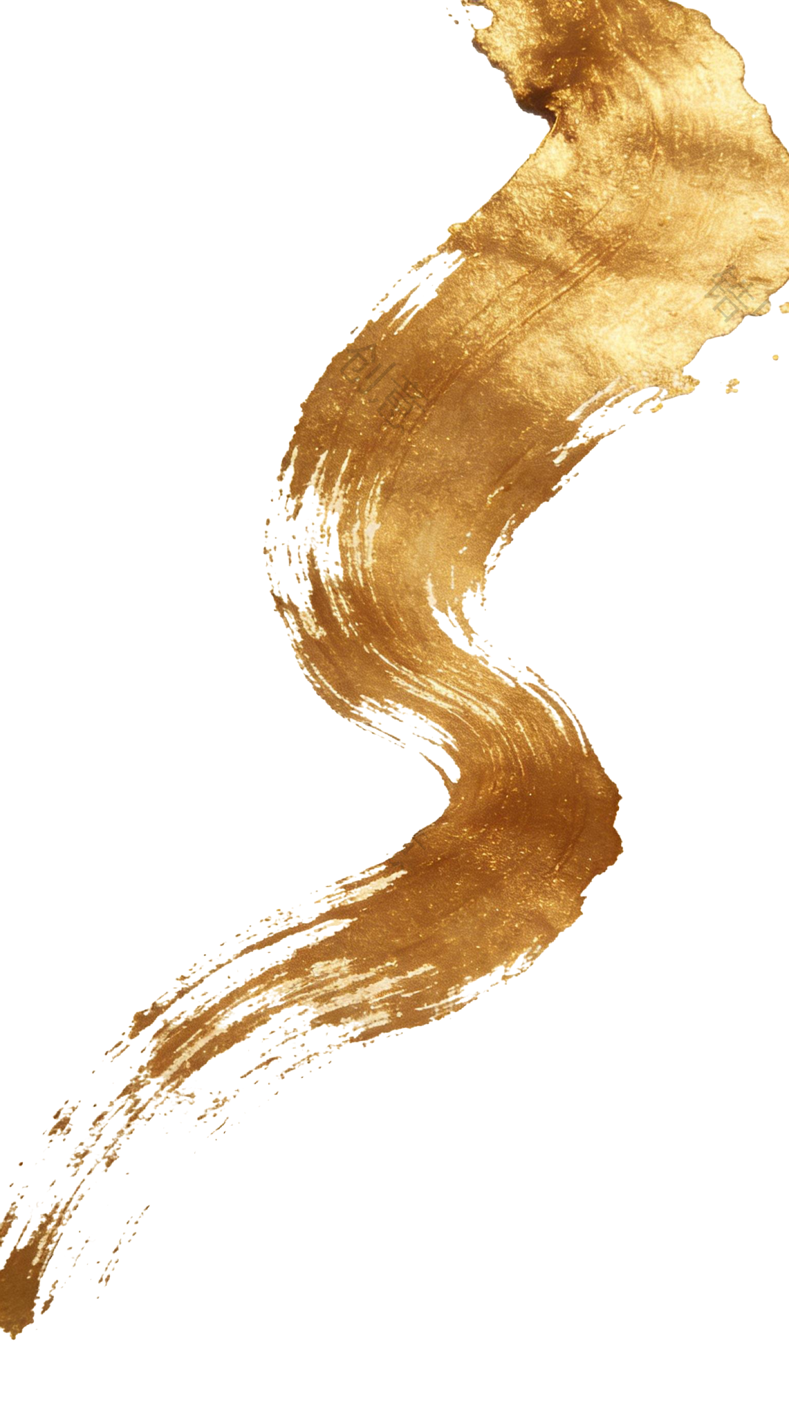 金色毛笔笔触笔画元素